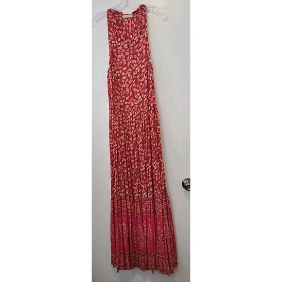 Spell & The Gypsy Red Coral Delirium Tiered Maxi Dress Sleeveless Small - Picture 3 of 10